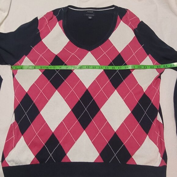 LOT OF 2 TOMMY HILFIGER LIGHTWEIGHT 100% PIMA COTTON ARGYLE SWEATERS EUC 2X XXL - Picture 4 of 14